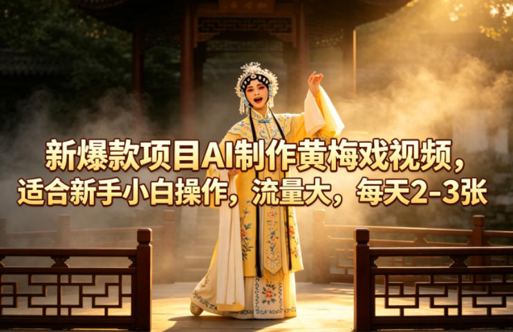 新爆款项目AI制作黄梅戏视频，适合新手小白操作，流量大，每天2-3张-铜臭网