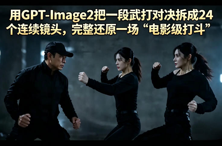 用GPT-Image2把一段武打对决拆成24个连续镜头，完整还原一场“电影级打斗”-铜臭网
