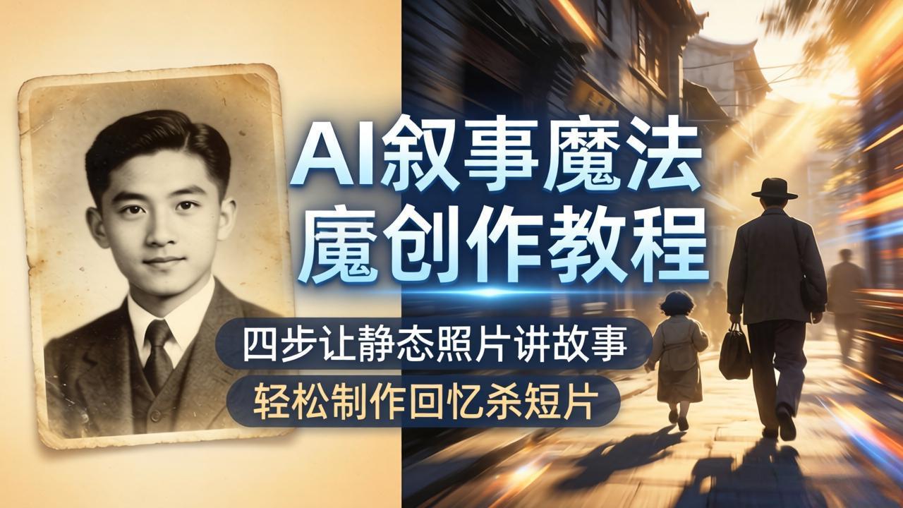 AI叙事魔法创作教程，四步让静态照片讲故事，老照片修复加动态特效，轻松制作回忆杀短片-铜臭网