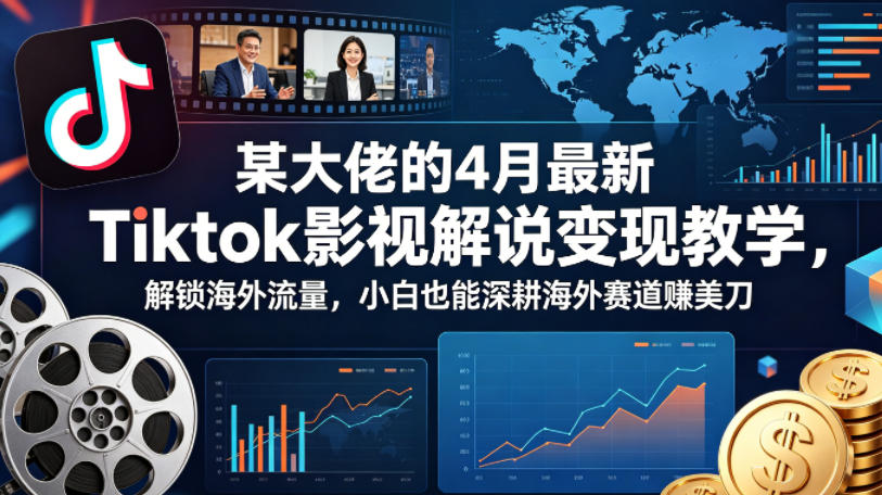 某大佬的4月最新Tiktok影视解说变现教学，解锁海外流量，小白也能深耕海外赛道賺美刀-铜臭网