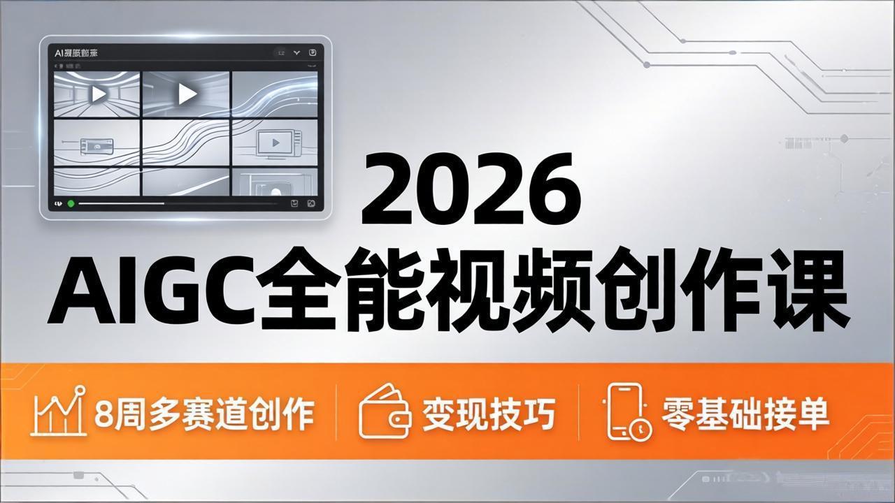 2026AIGC全能视频创作课，8周吃透多赛道创作+变现，零基础也能高效出片接单-铜臭网