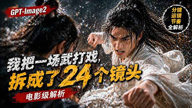 用GPT-Image2，把一段武打对决拆成24个连续镜头，从人物建立、动作衔接、运镜节奏，到情绪爆发-铜臭网