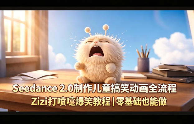Seedance 2.0制作儿童搞笑动画全流程Zizi打喷嚏爆笑教程｜零基础也能做-铜臭网