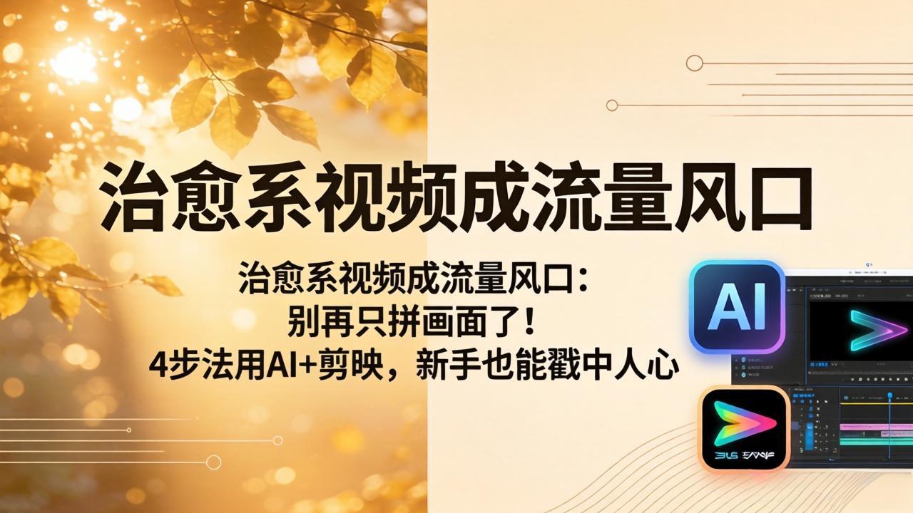 治愈系视频成流量风口：别再只拼画面了！4步法用AI+剪映，新手也能戳中人心-铜臭网