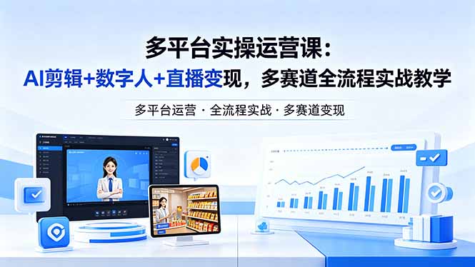 某团队多平台实操运营课-更新26年4月29：AI剪辑+数字人+直播变现，多赛道全流程实战教学-铜臭网