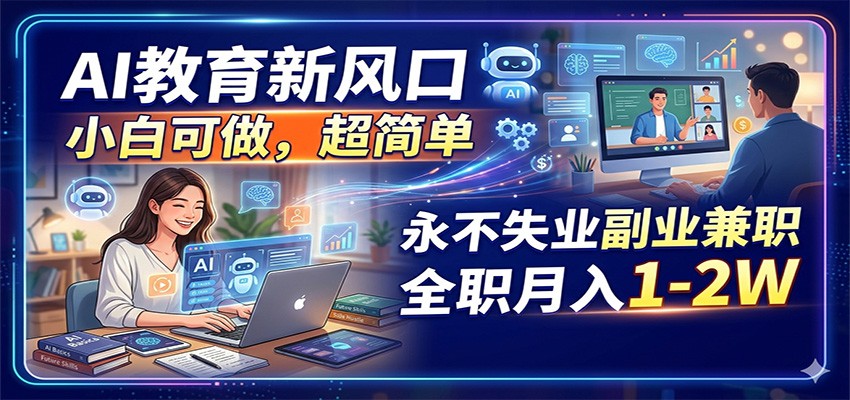 AI教育新风口，小白可做，超简单，永不失业副业兼职 全职月入1-2W-铜臭网