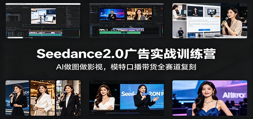 Seedance2.0广告实战训练营：AI做图做影视，模特口播带货全赛道复刻-铜臭网