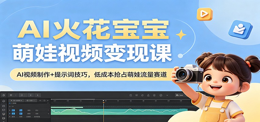 AI火花宝宝萌娃视频变现课：AI视频制作+提示词技巧，低成本抢占萌娃流量赛道-铜臭网