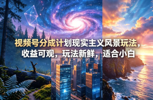 视频号分成计划现实主义风景玩法，收益可观，玩法新鲜，适合小白-铜臭网