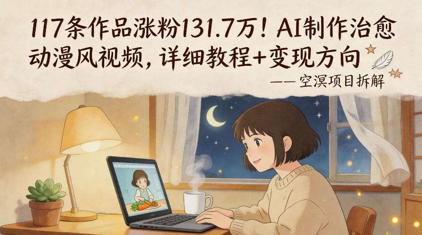 117条作品涨粉131.7W！AI制作治愈动漫风视频，详细教程+变现方向-铜臭网