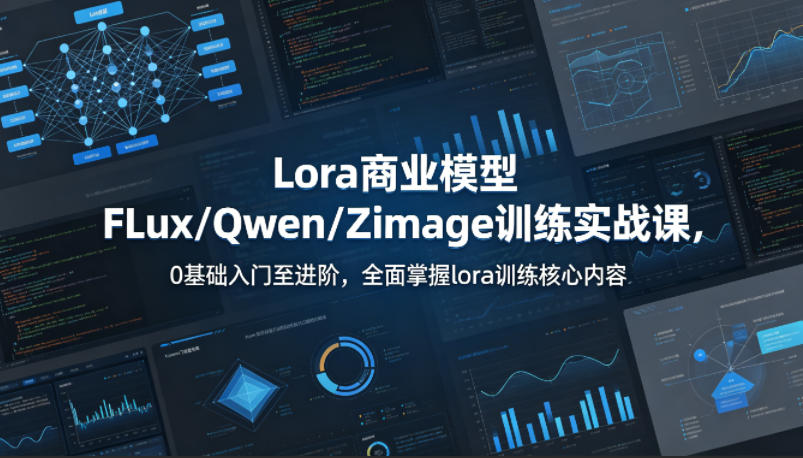 系统性学习Lora商业模型FLux／Qwen／Zimage训练实战课，0基础入门至进阶，全面掌握lora训练核心内容-铜臭网