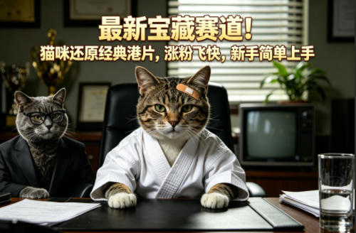 最新宝藏赛道！猫咪还原经典港片，涨粉飞快，新手简单上手-铜臭网