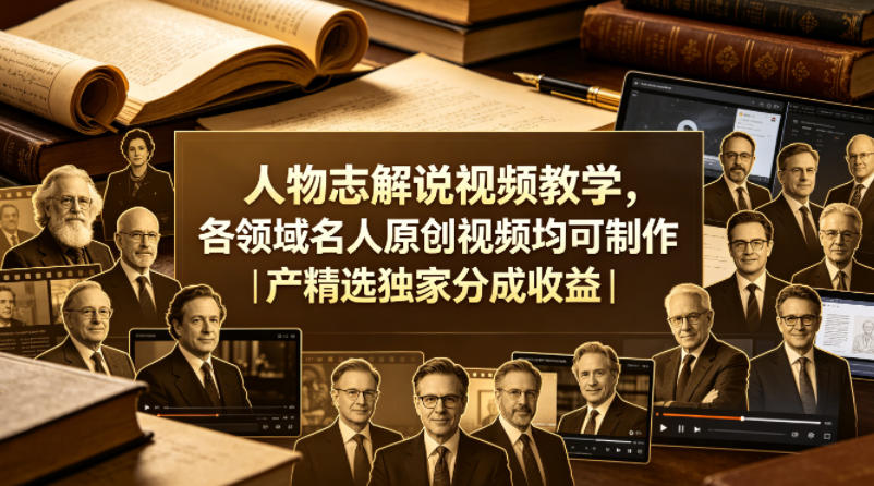 人物志解说视频教学，各领域名人原创视频均可制作丨精选独家分成收益(更新0430)-铜臭网
