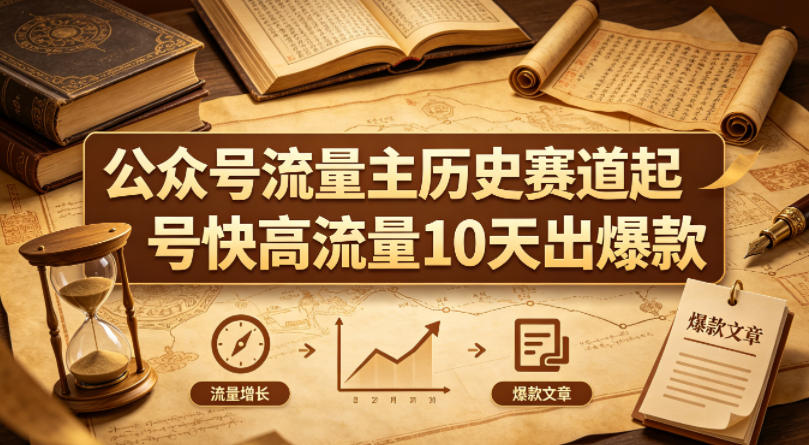 公众号流量主之历史赛道，起号快+高流量，10天就能出爆款！-铜臭网