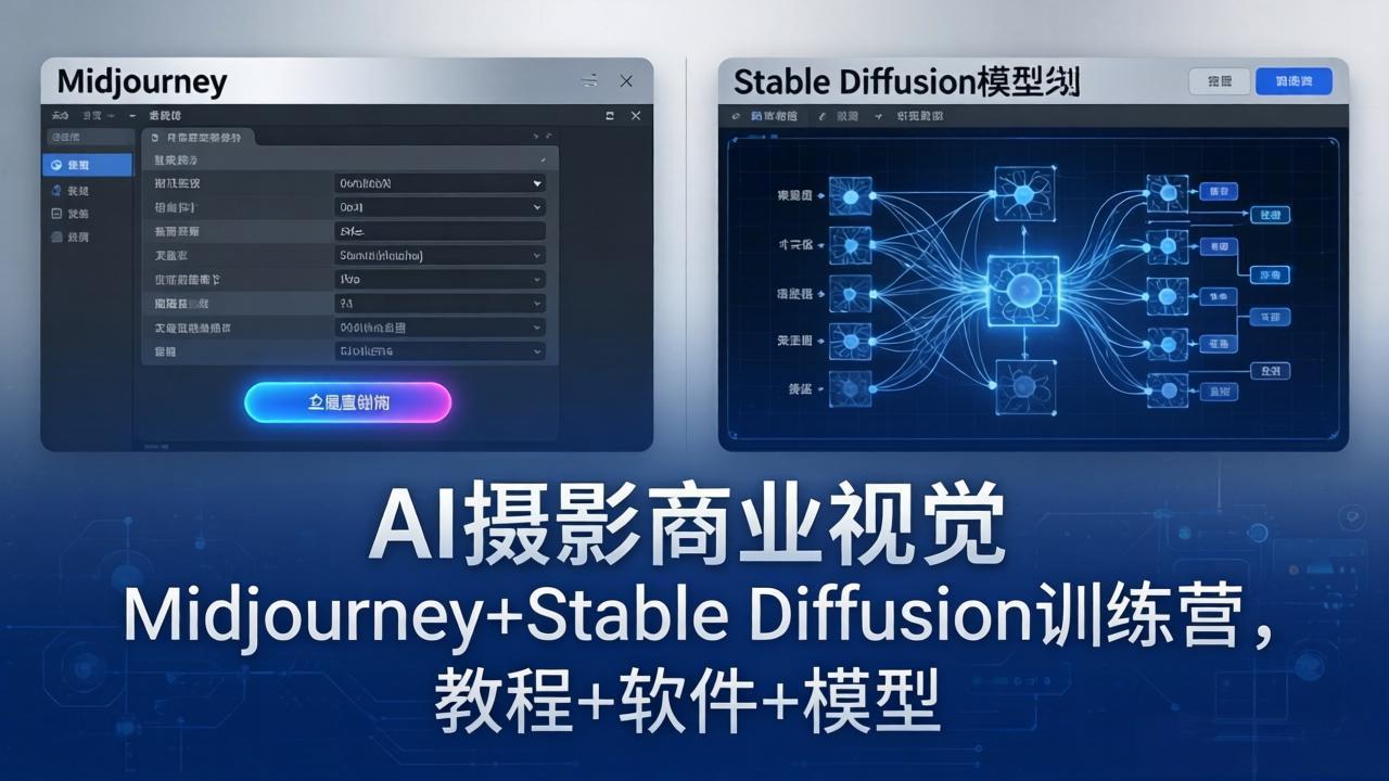 AI摄影商业视觉Midjourney+Stable Diffusion训练营，教程+软件+模型-铜臭网