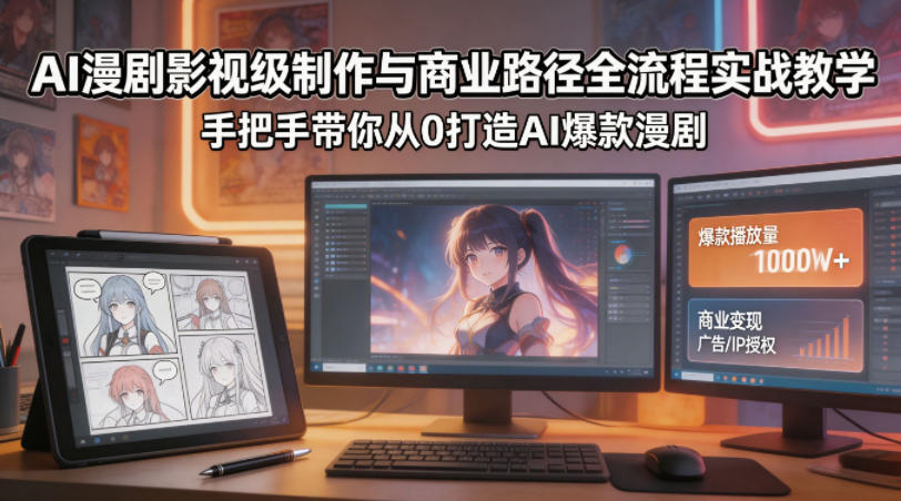 AI漫剧影视级制作与商业路径全流程实战教学，手带你从0打造AI爆款漫剧-铜臭网