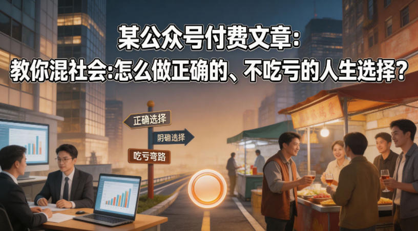 某公众号付费文章：教你混社会：怎么做正确的、不吃亏的人生选择？-铜臭网