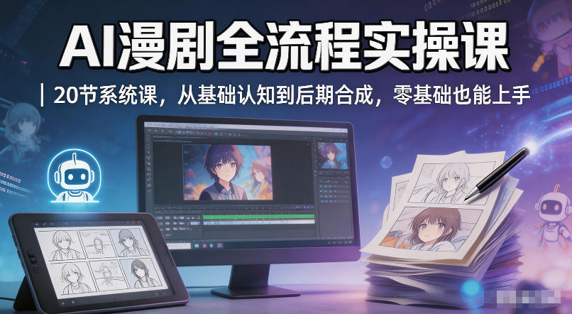 AI漫剧全流程实操课｜20节系统课，从基础认知到后期合成，零基础也能上手-铜臭网