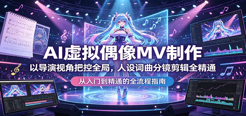 AI虚拟偶像MV制作：以导演视角把控全局，人设词曲分镜剪辑全精通-铜臭网