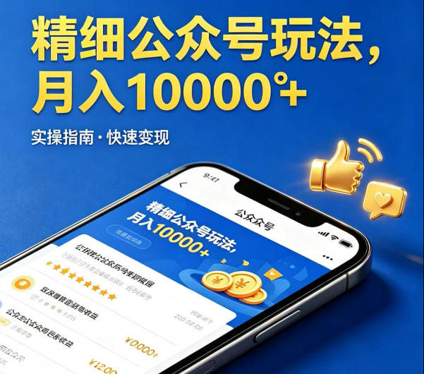 精细化公众号玩法，我们给你提供文章，你来负责发布，收益可观，月入1W+【揭秘】-铜臭网