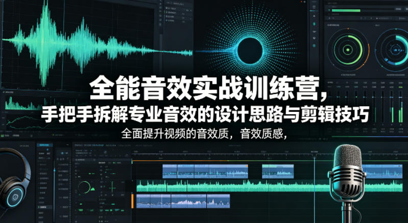 全能音效实战训练营,手把手拆解专业音效的设计思路与剪辑技巧,全面提升视频的音效质感-铜臭网