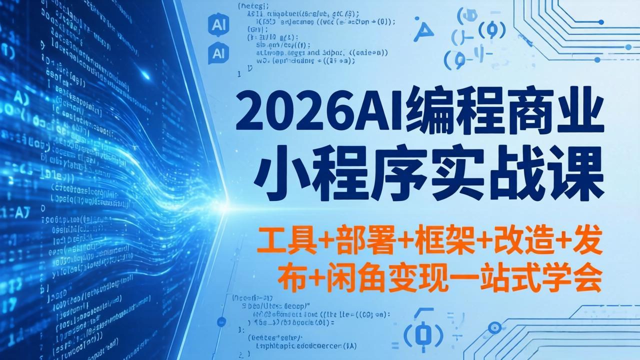 2026AI编程商业小程序实战课，工具+部署+框架+改造+发布+闲鱼变现一站式学会-铜臭网