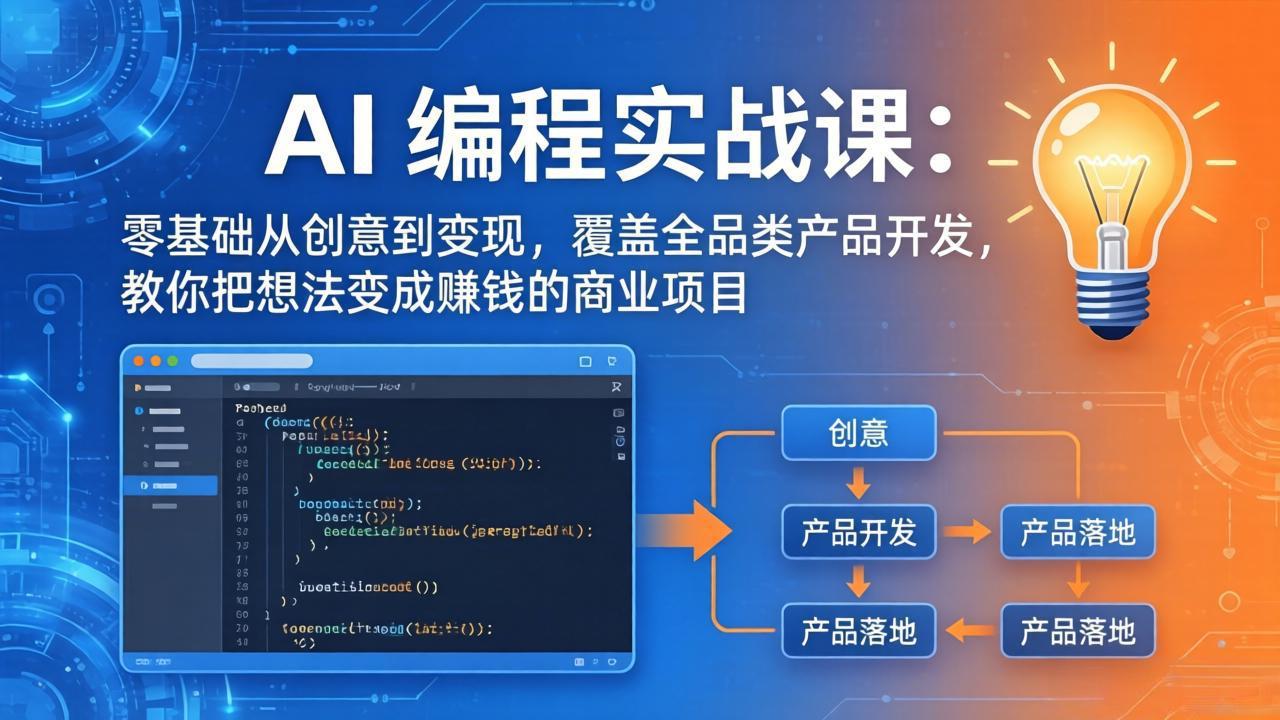 AI编程实战课-第三期-5月3更新：零基础从创意到变现，覆盖全品类产品开发，把想法变成赚钱项目-铜臭网