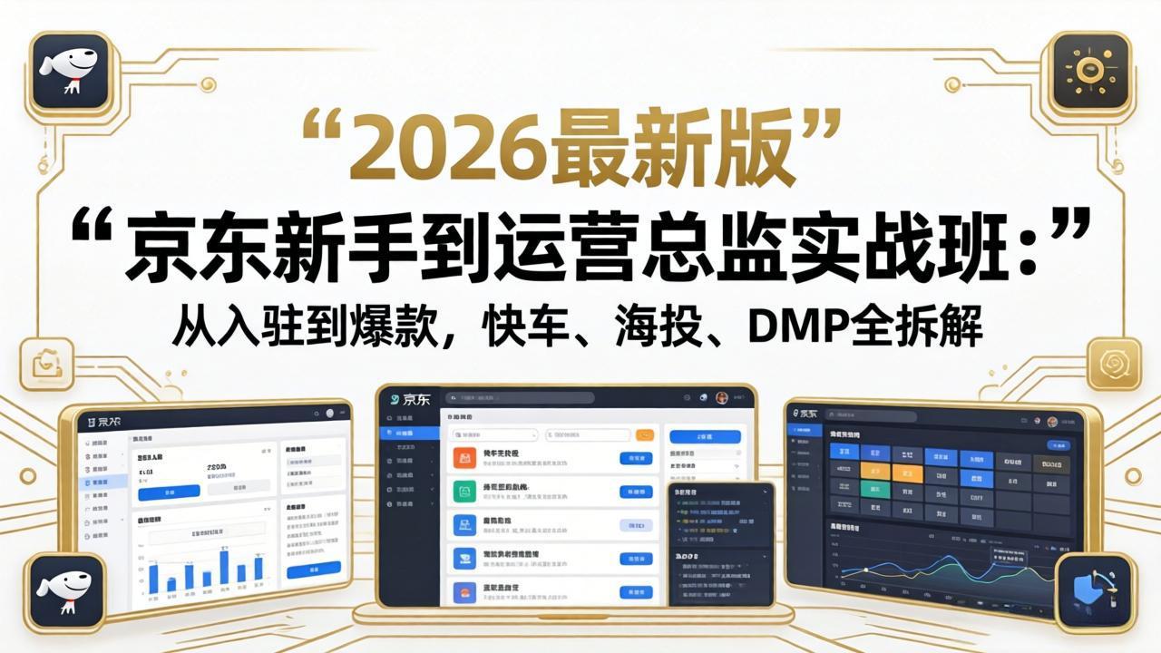 京东新手到运营总监实战班：从入驻到爆款，快车、海投、DMP全拆解，2026最新版-铜臭网