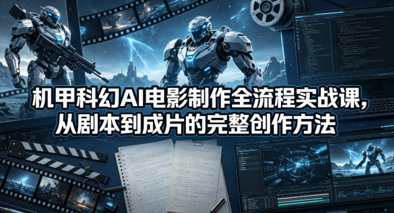 机甲科幻AI电影制作全流程实战课，从剧本到成片的完整创作方法-铜臭网