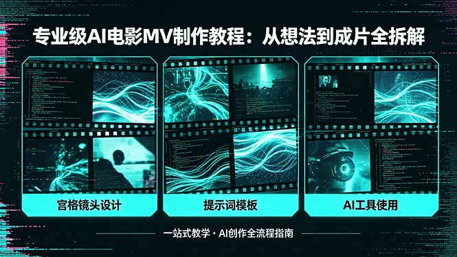 专业级AI电影MV制作教程，从想法到成片全拆解，宫格镜头+提示词模板+AI工具一站式教学-铜臭网
