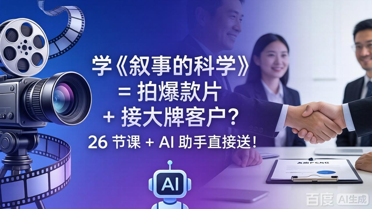 学《叙事的科学》= 拍爆款片 + 接大牌客户？26 节课 + AI 助手直接送！-铜臭网