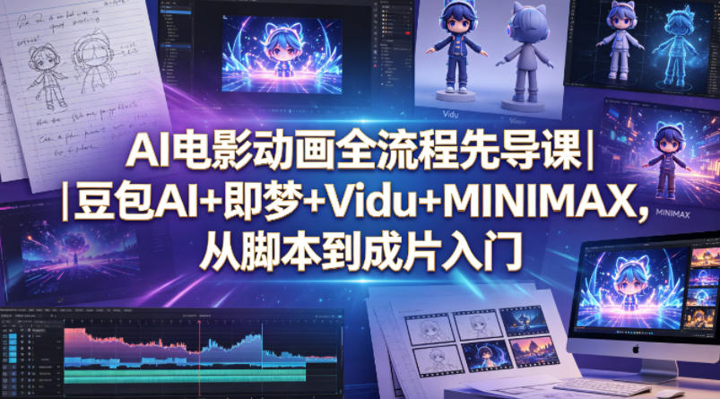 AI电影动画全流程先导课｜豆包AI+即梦+Vidu+MINIMAX，从脚本到成片入门-铜臭网