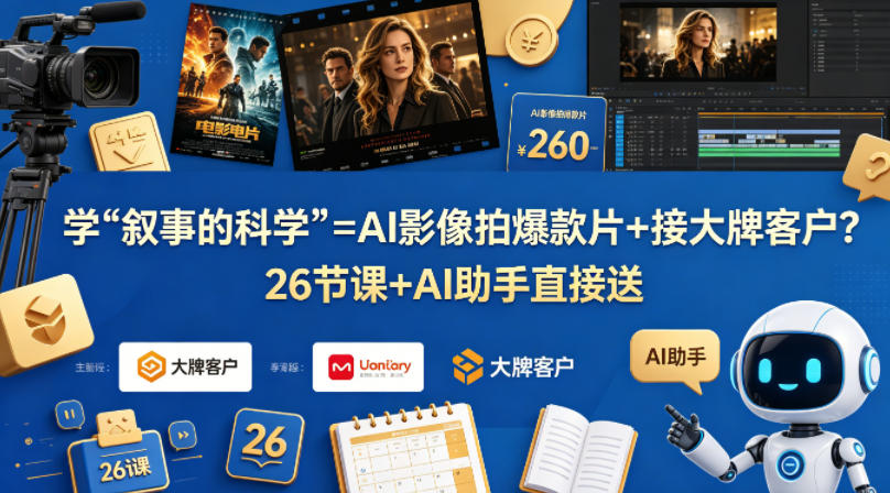 学《叙事的科学》=AI影像拍爆款片+接大牌客户？26节课+AI助手直接送【原创双语字幕】-铜臭网