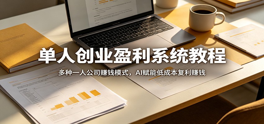 单人创业盈利系统教程：多种一人公司赚钱模式，AI赋能低成本复利赚钱-铜臭网