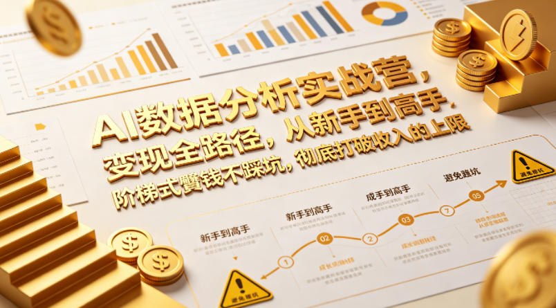 AI数据分析实战营，变现全路径，从新手到高手，阶梯式賺钱不踩坑，彻底打破收入的上限-铜臭网