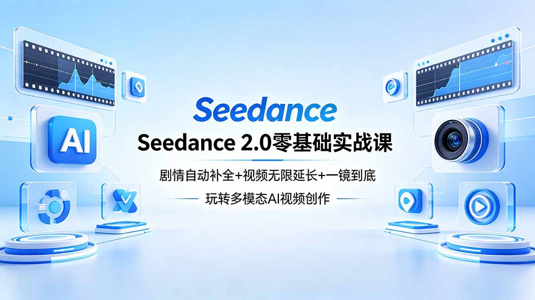 Seedance 2.0零基础实战课：剧情自动补全+视频无限延长+一镜到底：玩转多模态AI视频创作-铜臭网