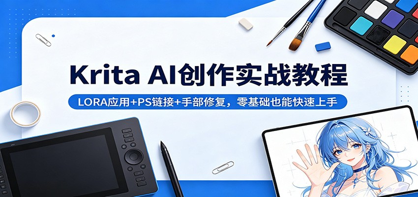 Krita AI创作实战教程：LORA应用+PS链接+手部修复，零基础也能快速上手-铜臭网