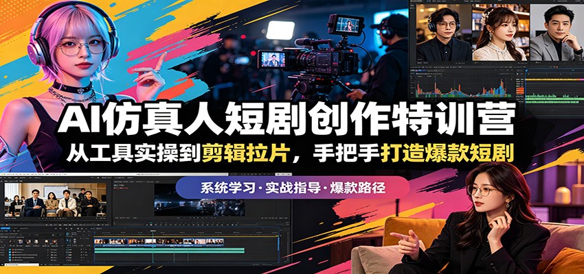 AI仿真人短剧创作特训营：从工具实操到剪辑拉片，手把手打造爆款短剧-铜臭网