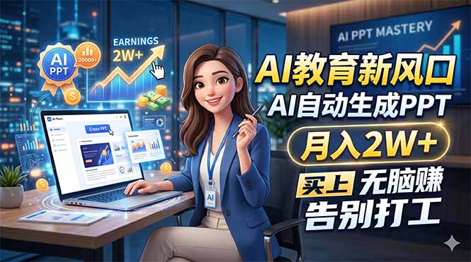 AI教育新风口，AI自动生成PPT，月入2W+，无脑赚，告别打工-铜臭网