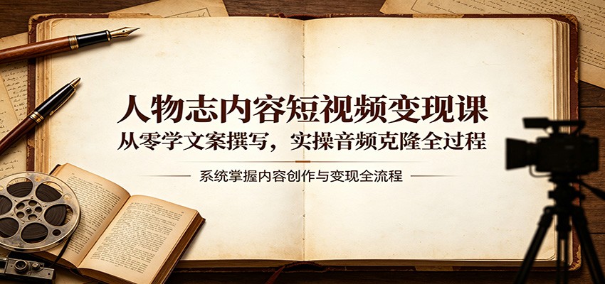 人物志内容短视频变现课：从零学文案撰写，实操音频克隆全过程-铜臭网