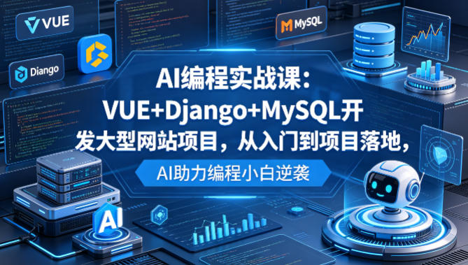 AI编程实战课：VUE+Django+MySQL开发大型网站项目，从入门到项目落地，AI助力编程小白逆袭-铜臭网