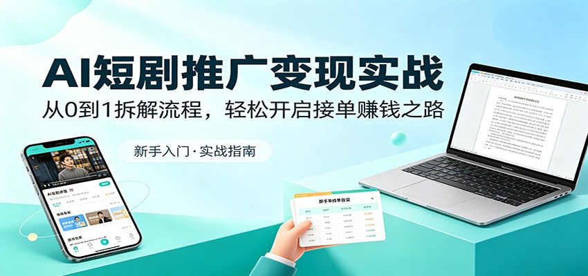 AI短剧推广变现实战：从0到1拆解流程，轻松开启接单赚钱之路-铜臭网