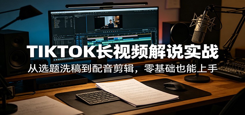 TIKTOK长视频解说实战:从选题洗稿到配音剪辑,零基础也能上手-铜臭网
