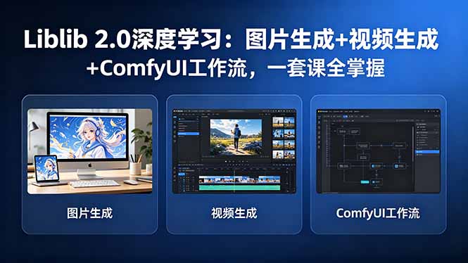 Liblib 2.0深度学习：图片生成+视频生成+ComfyUI工作流，一套课全掌握-铜臭网