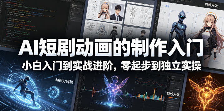 AI短剧动画的制作入门，小白入门到实战进阶，零起步到独立实操-铜臭网