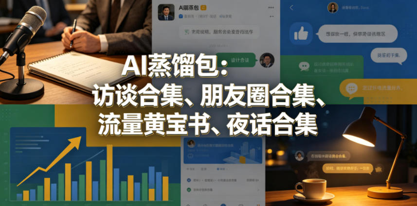 AI蒸馏包：访谈合集、朋友圈合集、流量黄宝书、夜话合集【文档】-铜臭网