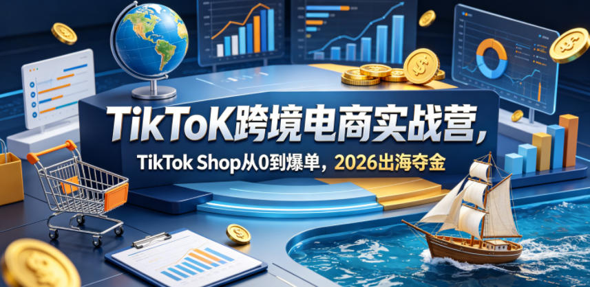 TikToK跨境电商实战营，TikTok Shop从0到爆单，2026出海夺金-铜臭网