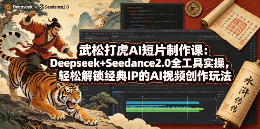 武松打虎AI短片制作课：Deepseek+Seedance2.0全工具实操，轻松解锁经典IP的AI视频创作玩法-铜臭网