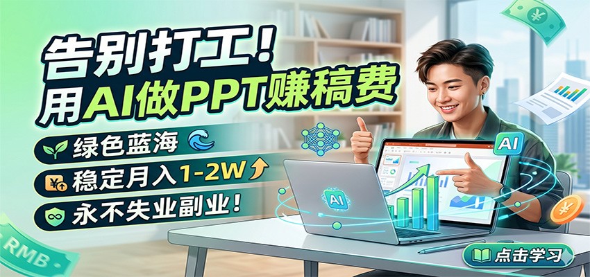 告别打工！用AI做PPT赚稿费，绿色蓝海，稳定月入1-2W，永不失业副业！-铜臭网