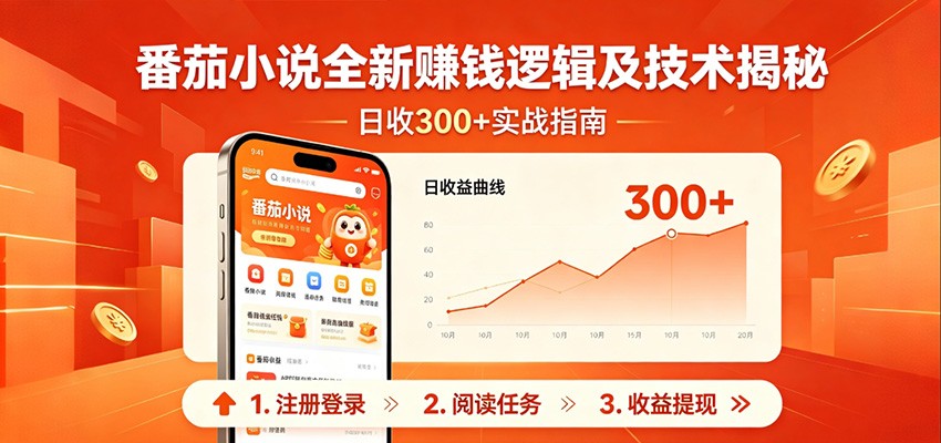 番茄小说全新赚钱逻辑及技术日收300+，小白新书皆可做！无脑赚就行了！-铜臭网